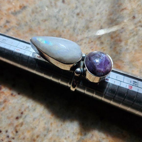Moonstone and Star Sapphire ring - Picture 4 of 5